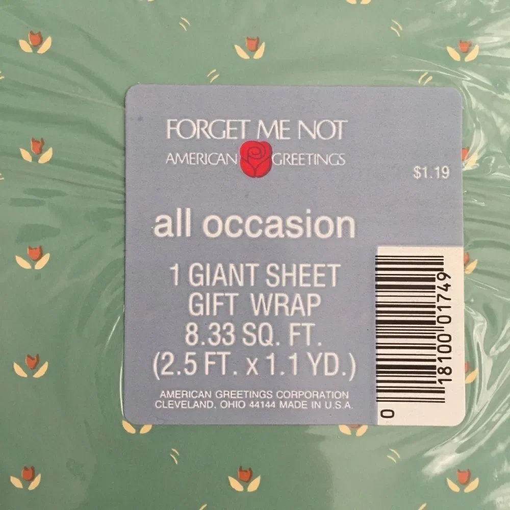 Vintage Forget Me Not American Greetings All Occasion Giant Sheet Gift Wrap